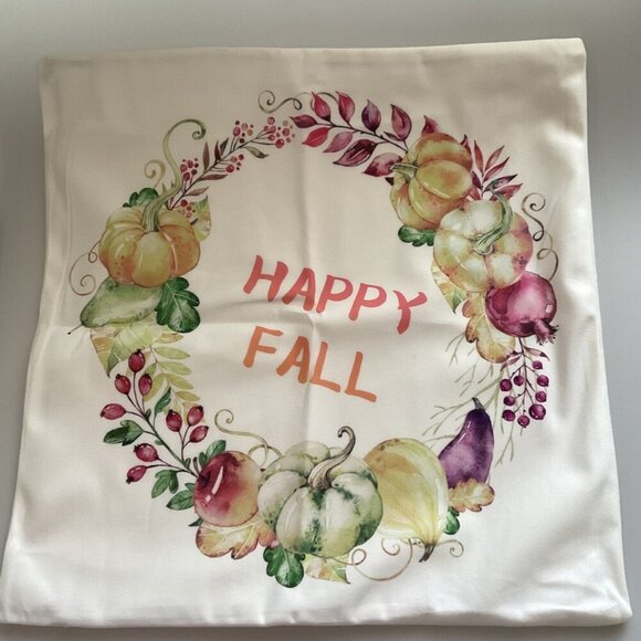 FALL AUTUMN HARVEST PUMPKIN OWL PILLOW COVERS SET 4 SOFT - Picture 12 of 13